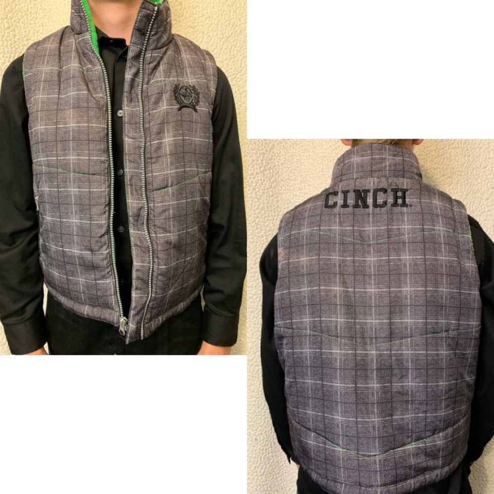 Boys Plaid Cinch Vest!
